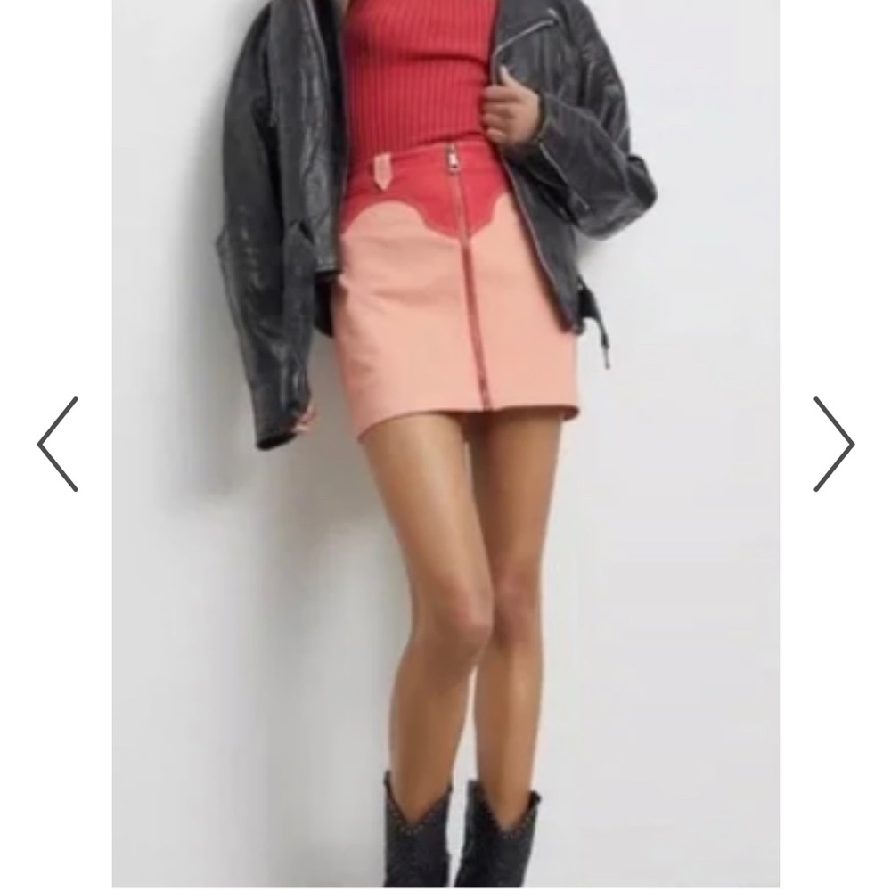 Urban Outfitters BDG Western Cowgirl Orange Red Mini Skirt Size S - Picture 2 of 10